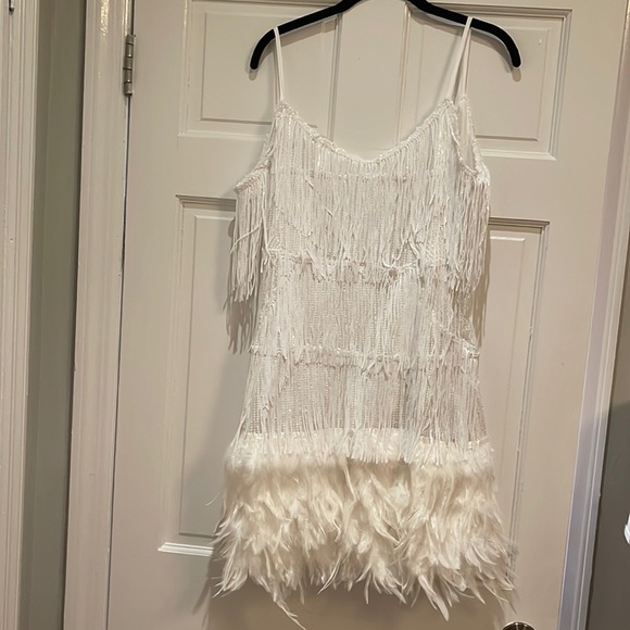 PRIYA FEATHER AND FRINGE DRESS